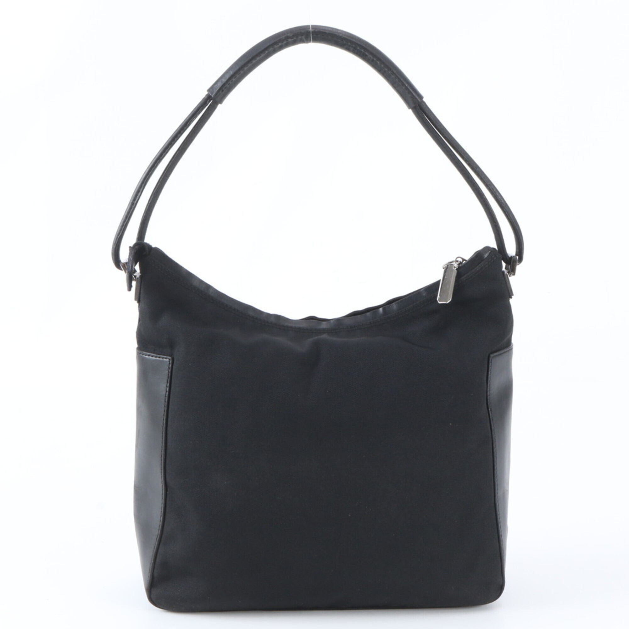 Gucci 0013766 Leather Canvas Shoulder Bag Handbag Black Brand Women's